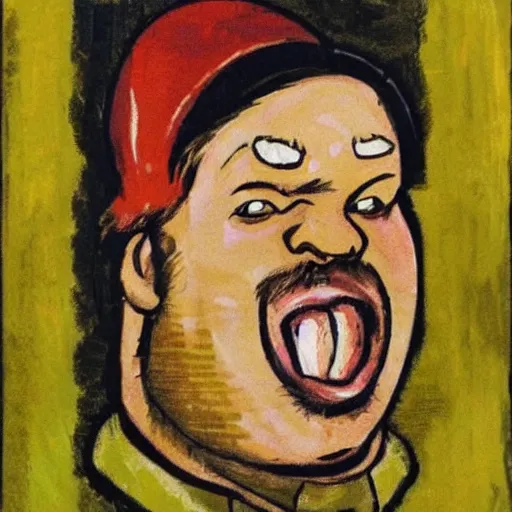 Prompt: retarded nazi dwarf, expressionism