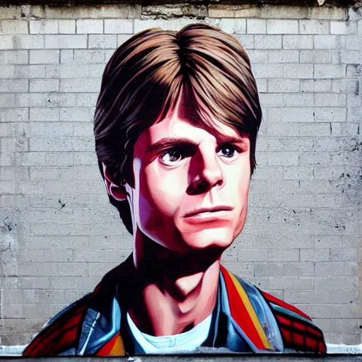 Image similar to Street-art portrait of Marty McFly from back to the future movie in style of Etam Cru