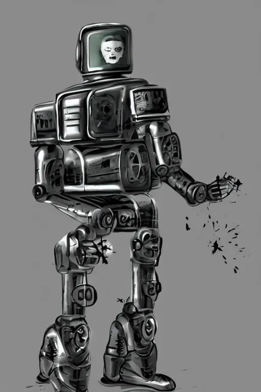 Image similar to soviet military robot scary retro - futuristic