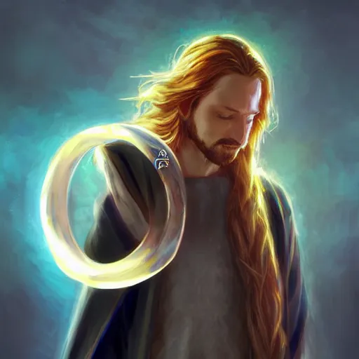 Image similar to semi realistic Sonic Jesus christ holding a shiny Sacred Ring, by Stanley Artgerm Lau, WLOP, Rossdraws, James Jean, Andrei Riabovitchev, Marc Simonetti, Yoshitaka Amano, ArtStation, CGSociety,