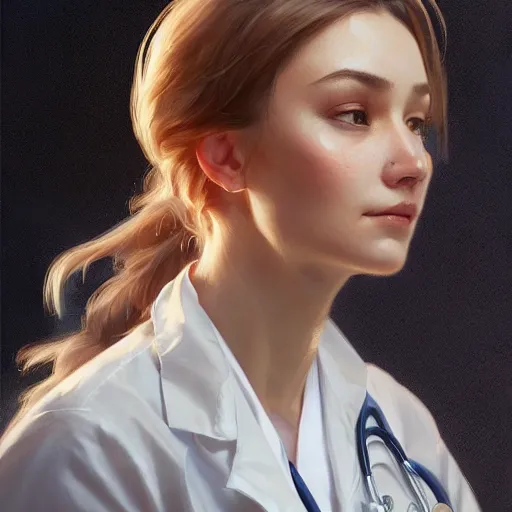 Image similar to portrait of a person named 9iJk11NHVN as a doctor, highly detailed, digital painting, artstation, concept art, sharp focus, illustration, art by artgerm and greg rutkowski and alphonse mucha