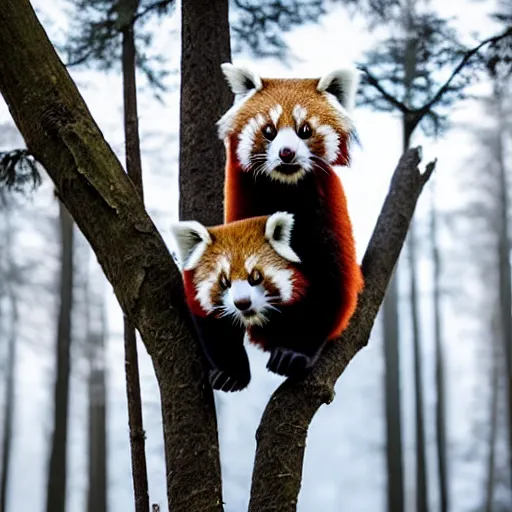 Prompt: photo of humanised red panda armored with golden helmet in the forest