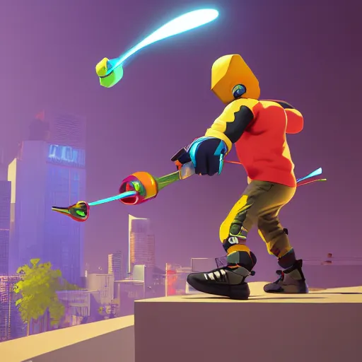 Image similar to lethal league 3d render, highly detailed, volumetric light, artstation, cgsociety, 8k