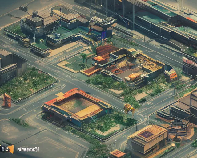 Image similar to fictional 3 d land plot, moe art style, isometric, inspired by cyberpunk 2 0 7 7, highly detailed map, realistic proportions, realistic lighting, hyperrealistic, octane render, unreal engine 5