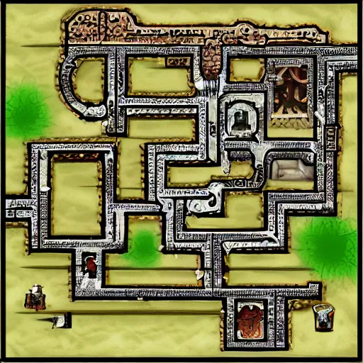 Image similar to rpg dungeon map, catacombs, cavern, D&D adventure module