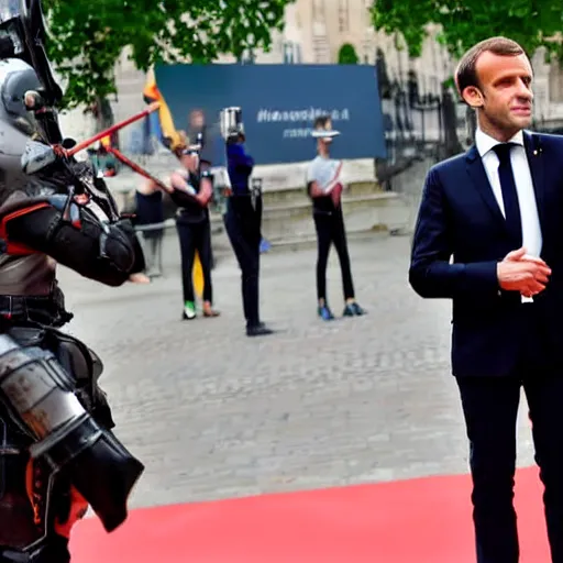 Prompt: macron as a social justice warrior