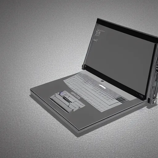 Image similar to 1 9 8 5 sony laptop concept, 3 d concept render, global illumination, studio lighting, cgsociety