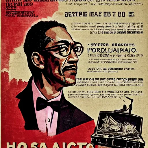 Image similar to Giancarlo Esposito depicted in an old style propaganda poster