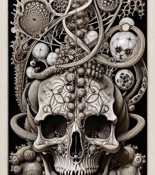 Image similar to art forms of nature by ernst haeckel, memento mori by arthur rackham, ornate antique porcelain beautiful skull mask, ultrasharp, photorealistic, hyperdetailed, octane render, polished, art nouveau, neo - gothic, gothic, intricate ornamental organic filigree, art nouveau botanicals, art forms of nature by ernst haeckel, horizontal symmetry, symbolist, visionary