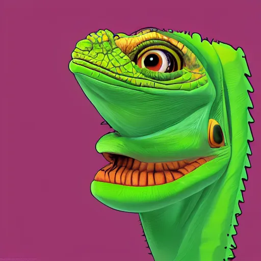 Prompt: digital art of Jim Carrey disguised as a chameleon, artstation,8k, detailed,hd,hq,award winning art