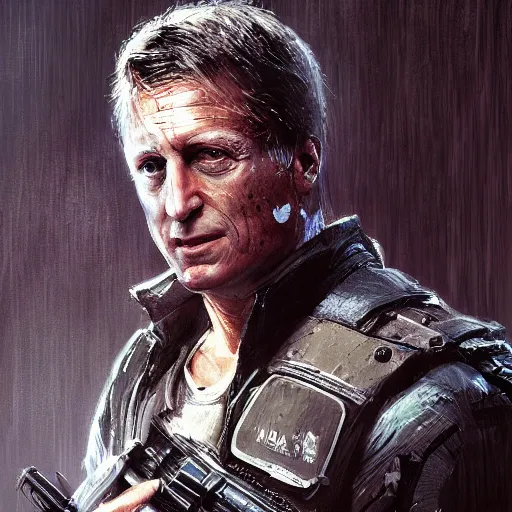 Image similar to portrait of a man by greg rutkowski, william zabka as a colonial marine from aliens franchise, he is about 5 0 years old, military composure, wearing the tactical gear of the colonial marines, highly detailed portrait, digital painting, artstation, concept art, smooth, sharp foccus ilustration, artstation hq