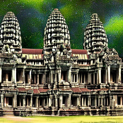 Prompt: a futuristic steam punk angkor thom, photorealistic