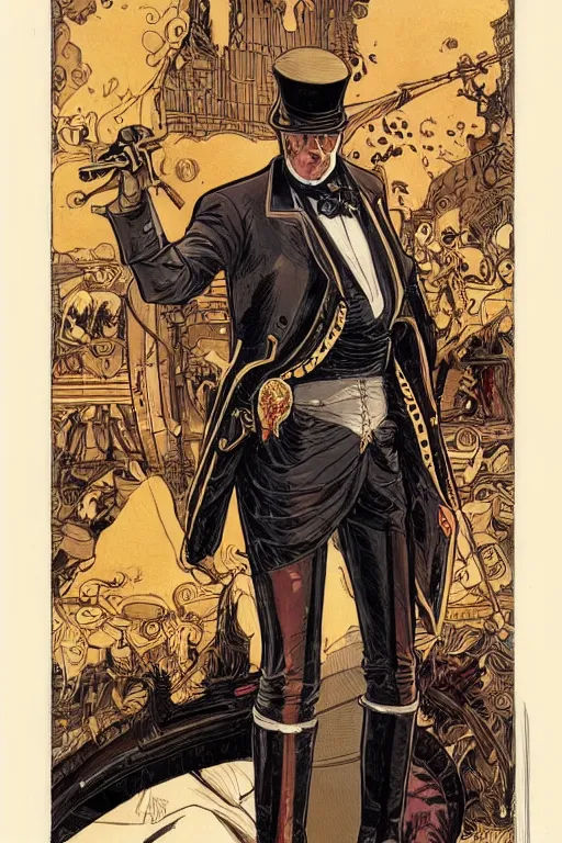 Image similar to portrait of a duke, victorian era, royal style, art deco, stylized illustration by moebius, juan gimenez, metabaron, vivid colorful comics style, clean line, diesel punk