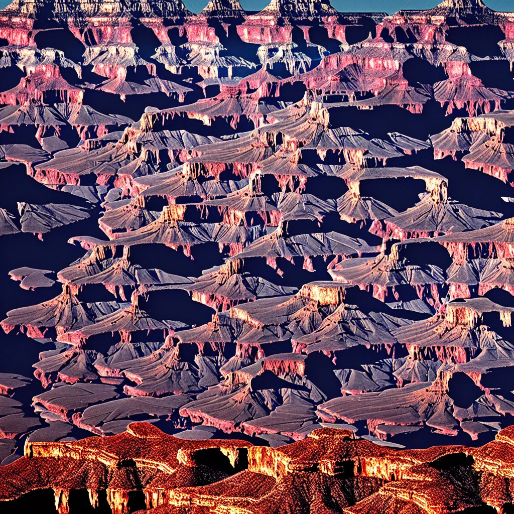 Image similar to grand canyon by, mads berg, karolis strautniekas, film noir, stippled light, dramatic lighting, editorial illustration, detailed, fine texture, matte print, art deco, brutalism, dark blue + dark orange, red, black, ( ( habitat 6 7 background ) )