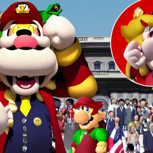 Image similar to bowser is elected president of the united states, 4k, realism