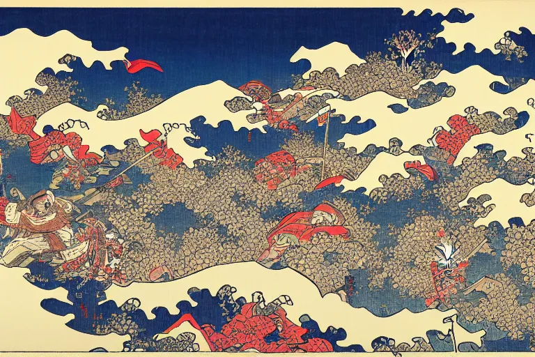 Prompt: moscow being attacked by invaders, by katsushika hokusai, highly detailed, 4 k