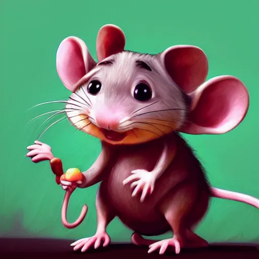 Image similar to cute rat pixar concept art trending artstation oil painting