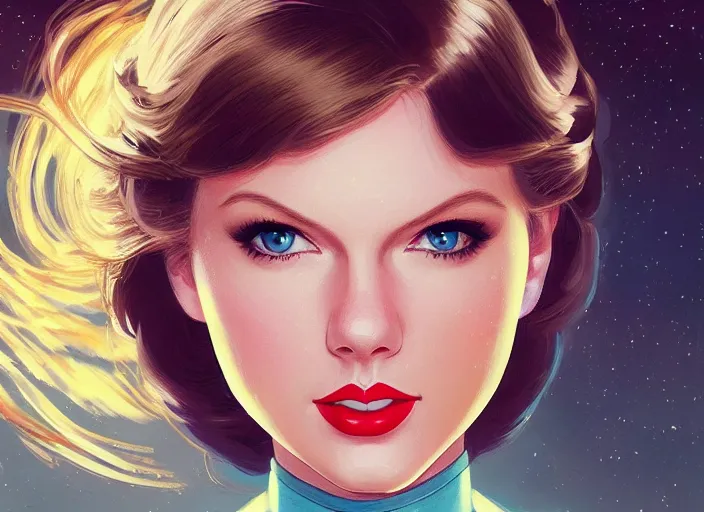 Image similar to a disney film still of taylor swift as a star trek officer, finely detailed features, closeup of the face, perfect art, dusk, blue hour, gapmoe yandere grimdark, trending on pixiv fanbox, painted by greg rutkowski, makoto shinkai, takashi takeuchi, alphonse mucha, akihiko yoshida