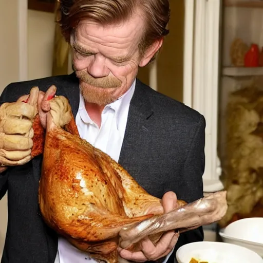 Image similar to William H Macy stuffing a turkey