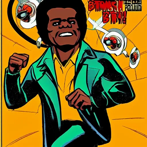 Image similar to James Brown comic book style, Stan lee, jack kirby