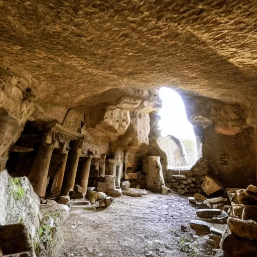 Image similar to ancient ruins in the interior of a cave