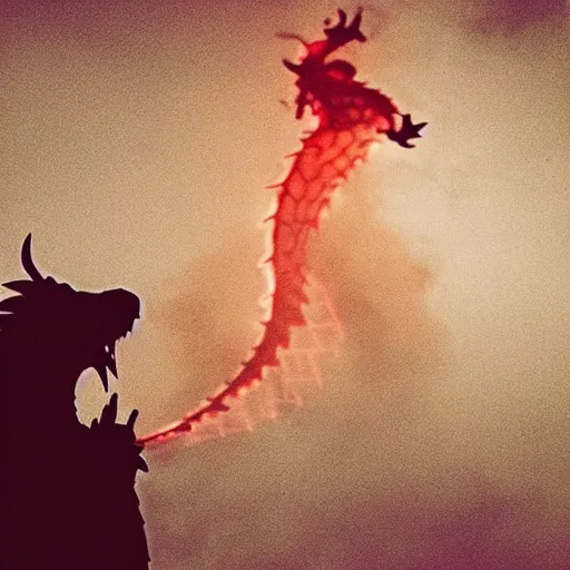 Image similar to “fire breathing dragon, Silhouette”