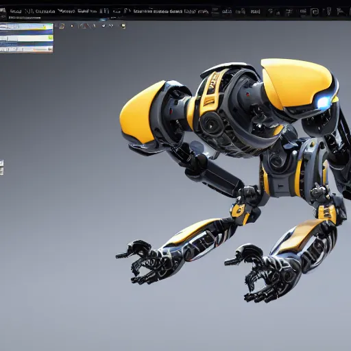 Image similar to hard surface, robotic platform, based on bumblebee, 6 claws, unreal engine