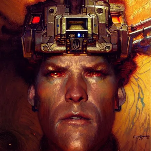 Image similar to portrait of a cubehead. shadowrun furaffiniy cyberpunk fantasy highly detailed painting by gaston bussiere craig mullins jc leyendecker gustav klimt artgerm greg rutkowski john berkey, bergey, craig mullins, ruan jia, raymond swanland, jeremy mann, tom lovell, alex malveda