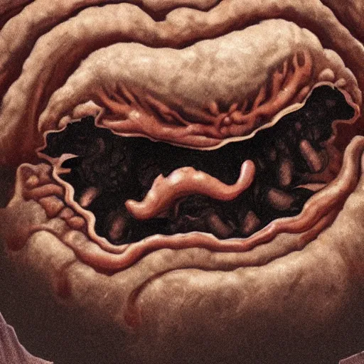 Image similar to a blob of disgusting flesh monster, horrifying, high detail