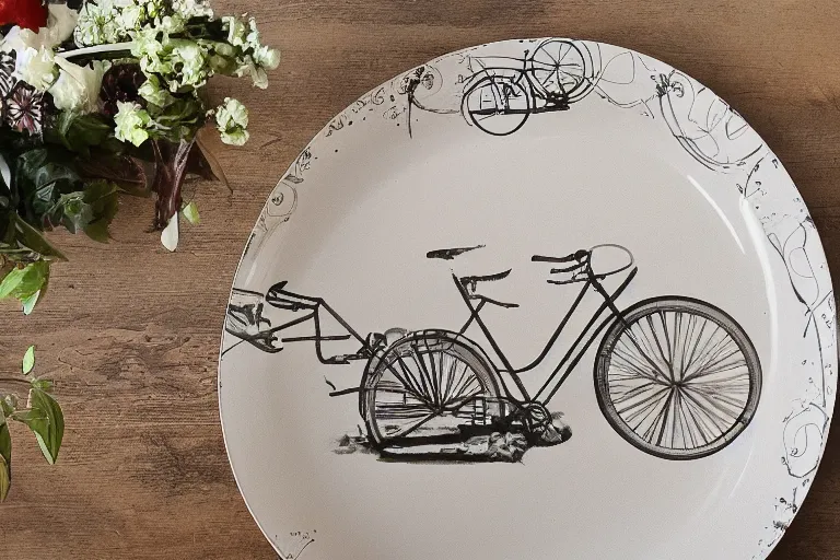 Image similar to bicyle pedal on a serving platter