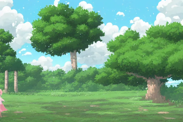 Image similar to landscape, summer, rain, morning, beautiful cloud, quiet, no people, Anime Background, illustration, sharp focus, intricate, super wide angle, trending on artstation, trending on deviantart, pixelart, pixelperfect, pixel art, pixel, color limit, nearest neighbor, hard edges, art of Kirokaze pixel, art of Regular FHC, art of Pixel Jeff Franek, art of Aaron Hain, art of kryssalian