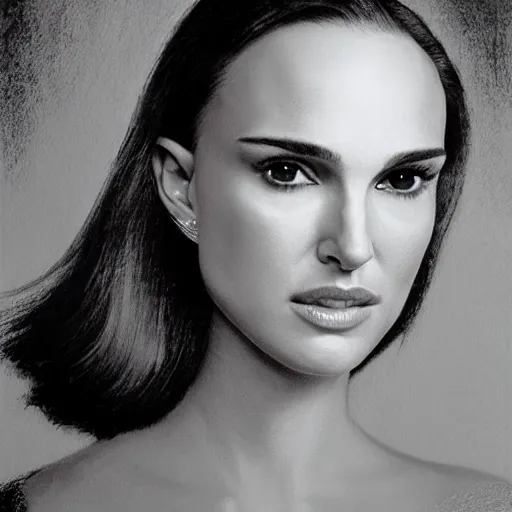 Prompt: Natalie Portman, head and shoulders portrait, extremely detailed masterpiece, one single continues line.