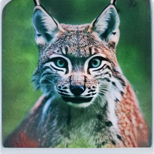 Image similar to polaroid of a lynx, grainy