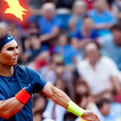 Prompt: rafael nadal dressed as charizard