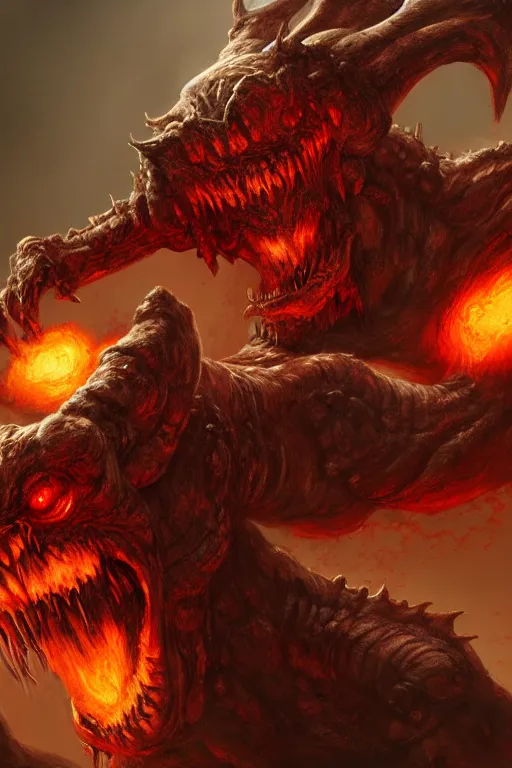 Image similar to creature design, doom eternal, concept art, monster, demon