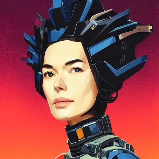 Image similar to a portrait of a stunning beautiful elite lena headey gundam pilot, with an intricate, detailed, urban inspired hiphop afro futuristic helmet, vector behance hd jesper ejsing, rhads, makoto shinkai, lois van baarle, ilya kuvshinov, rossdraws, hd, 3 2 k, ilya kuvshinov, gustav klimt