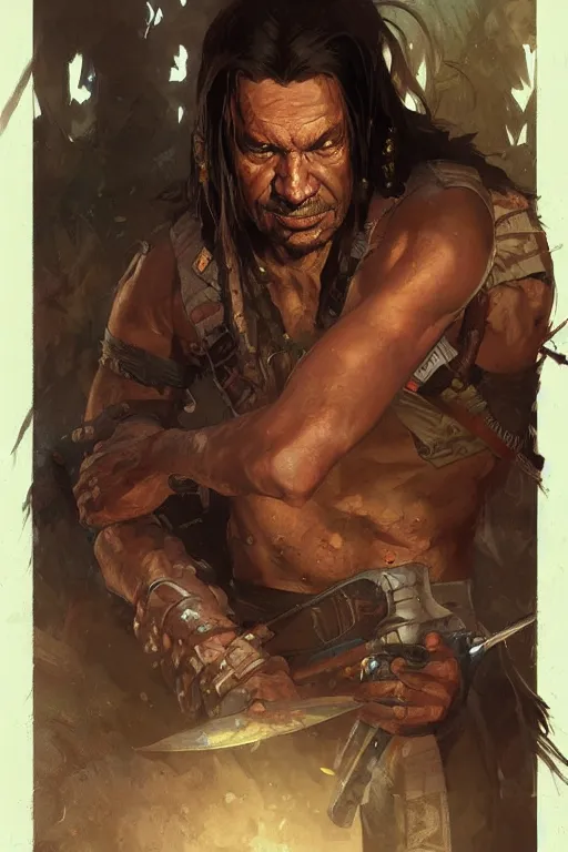 Image similar to Turok portrait by Stanley Artgerm Lau, greg rutkowski, thomas kindkade, alphonse mucha, loish, norman Rockwell