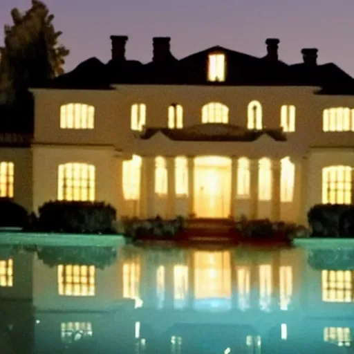 Image similar to A very low quality nokia picture with flash on of a mansion at night