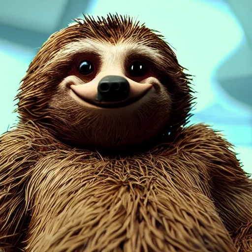 Image similar to sonic the hedgehog as a sloth, weta hyperrealism cinematic lighting and compositon