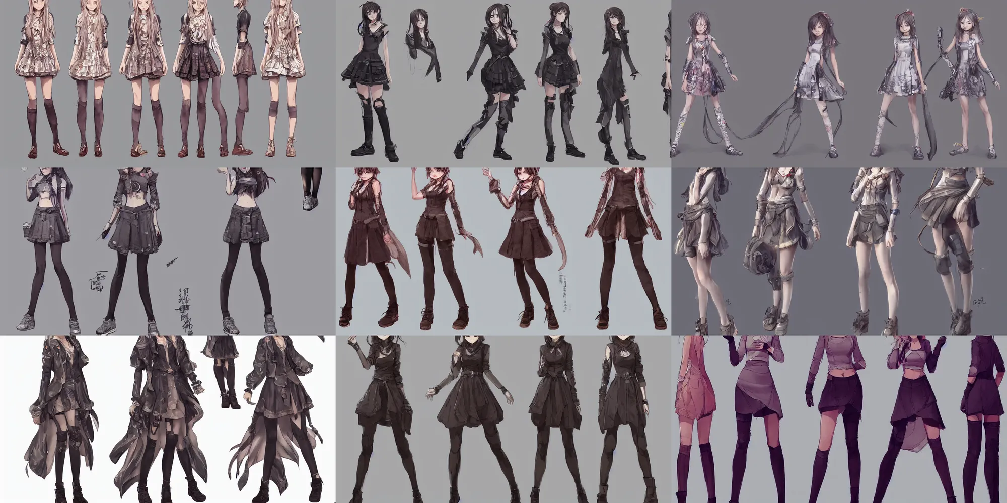 Prompt: detailed full body female character wearing dress outfit design concepts casual wear by senior concept artist, featured on artstation, anime aesthetic