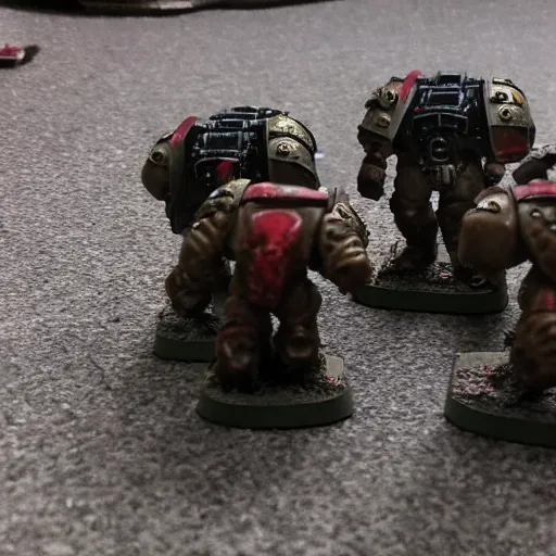 Image similar to real life space marine walking on human bloody dead bodies, shooting with heavy bolt rifle towards demons