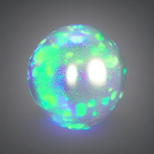 Prompt: luminous internally glowing iridescent stone, realistic, photorealism, 8 k, octane, volumetric lighting