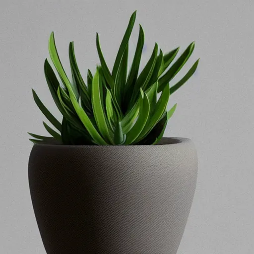 Prompt: an architectural, unique pot made for houseplants, future design, dwell, 3 d printing