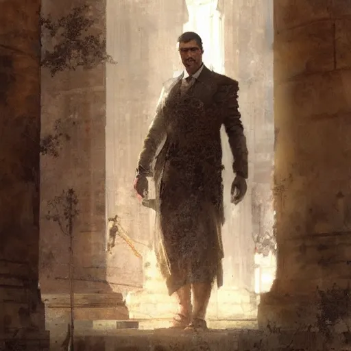 Image similar to a slender senator, ancient rome setting, character portrait by greg rutkowski, gaston bussiere, craig mullins