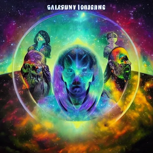 Image similar to galaxy, psychedelic heavy metal cover album