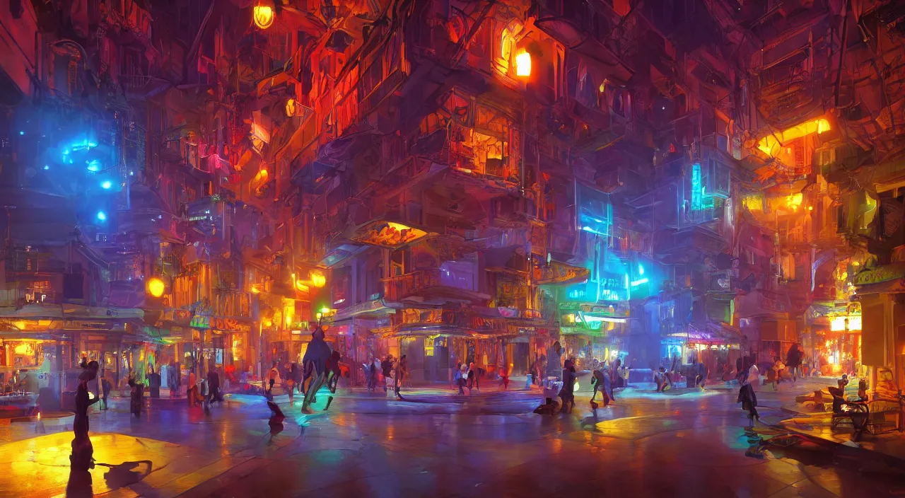 Image similar to bazaar zouk oriantal multicolorful sky shine place mosquet painting stylized digital video game icon global illumination ray tracing 8 k hd resolution, by ilya kuvshinov and cushart krentz and gilleard james