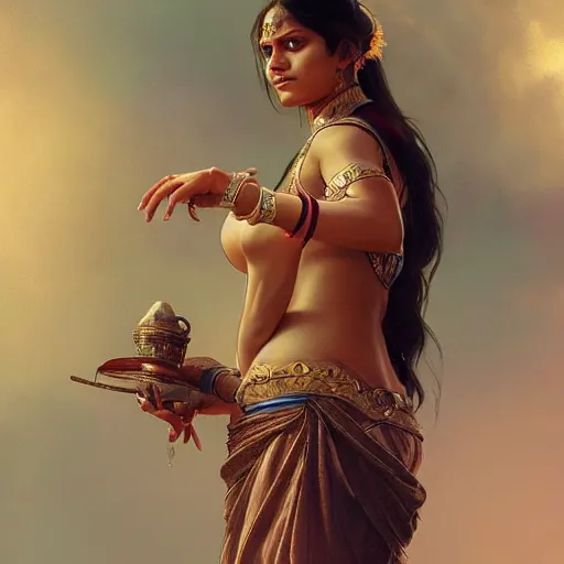 Image similar to south indian woman lower back, ultra realistic, concept art, intricate details, eerie, horror, highly detailed, photorealistic, octane render, 8 k, unreal engine. art by artgerm and greg rutkowski and alphonse mucha