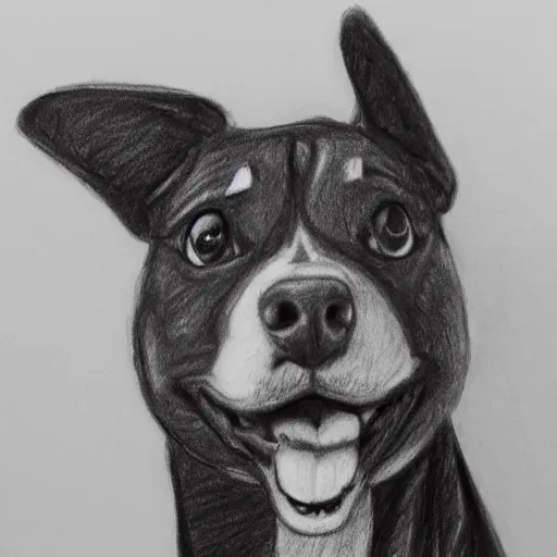 Image similar to a drawing of a surprised dog