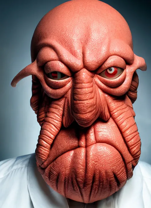 Image similar to 3 0 0 0 ( dr. john a. zoidberg ), portrait photography feroflex photorealistic studio lighting ektachrome detailed intricate face details, ultradetails, beautiful face, realistic shaded perfect face, extremely fine details