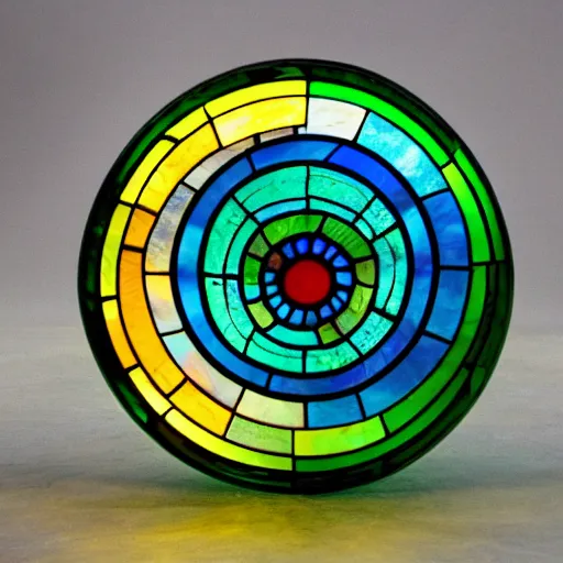 Prompt: a big long soap bubble made out of stained glass